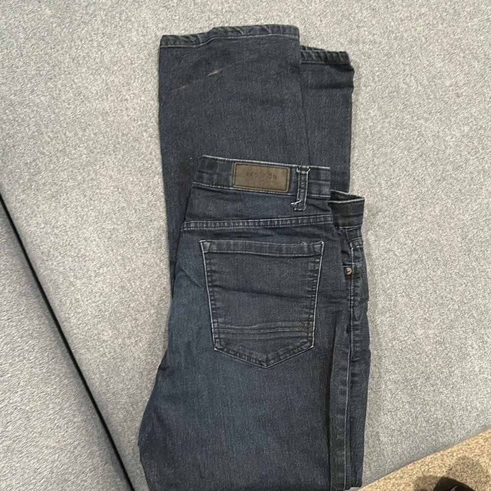 Blue Straight-Leg Jeans with Smooth Denim